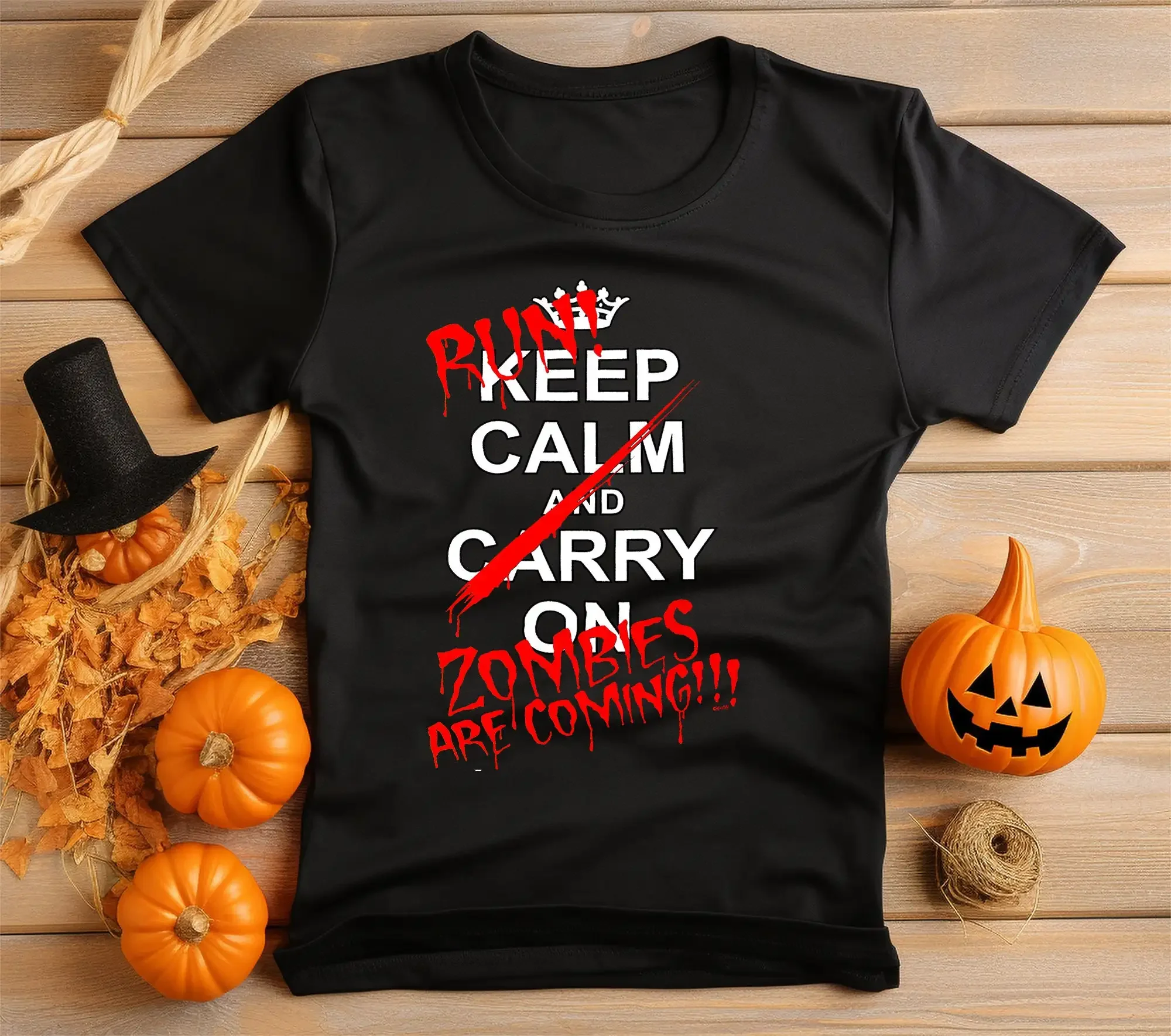 Keep Calm Zombies Are Coming T Shirt Vibrant Print No Fade Soft 100 Cotton Black Neat Stitching Halloween Mens
