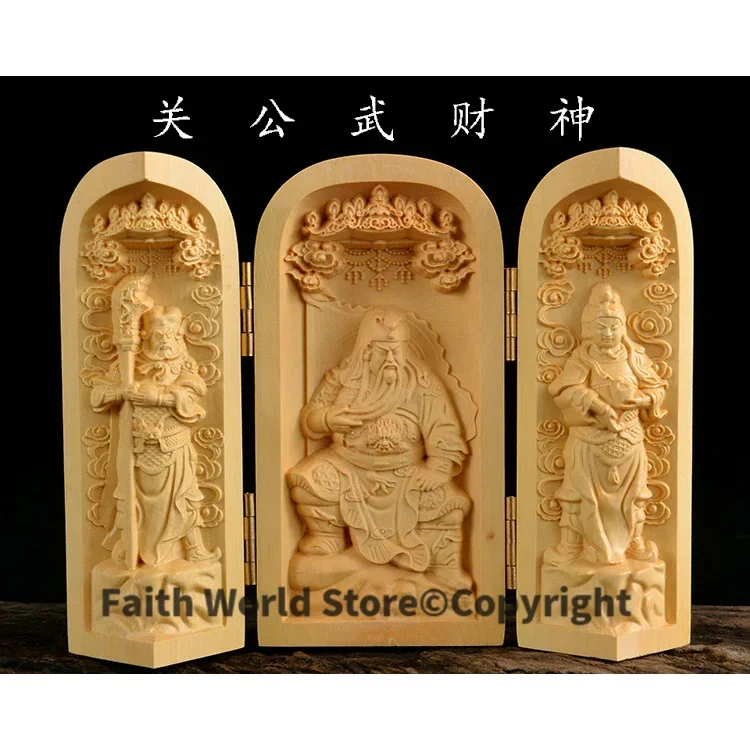 Buddhism sacred holy # traveling altar- efficacious Mascot bring money God of wealth GUAN GONG GUAN DI Wood carving statue