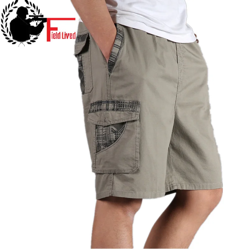 

Men Short Summer Plus Size Cotton Elastic Waist Bermuda Hot Loose Baggy Army Green Male Cargo Casual 5XL 6XL 4XL XXXL