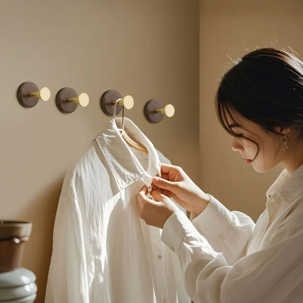 

No Drilling Suction Cup Hook Solid Wood Reusable Wall Mount Hook Self-Adhesive Walnut Finish Bathroom Hook Bathroom Storage