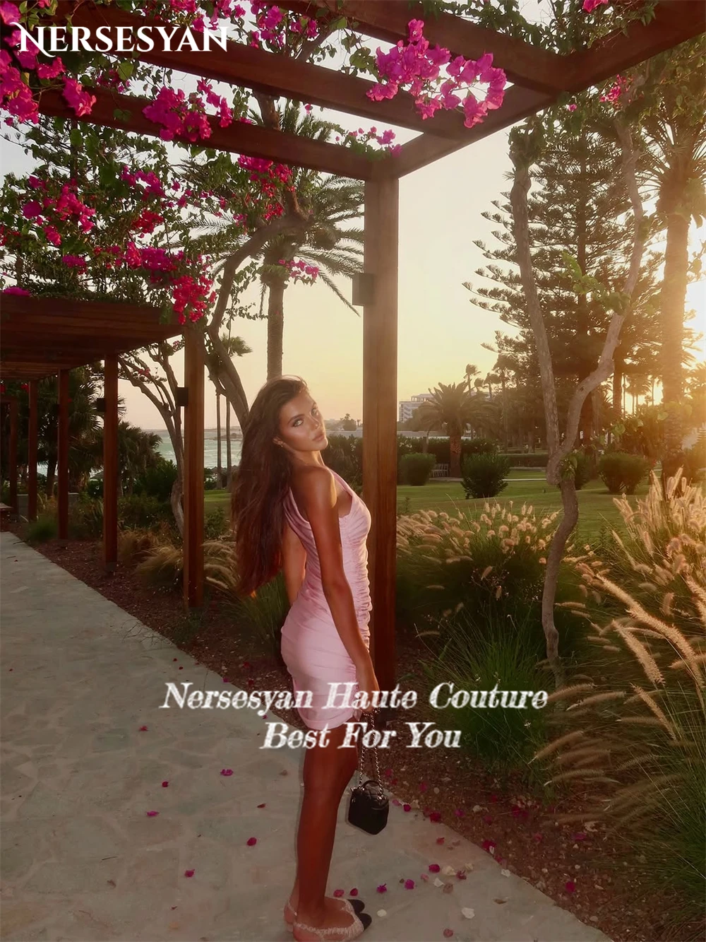 Nersesyan Sexy rose robes de bal une épaule plis 3D fleurs Mini robe robes de fête d'anniversaire 2025 плаokubе ж Norsajiе personnalisé