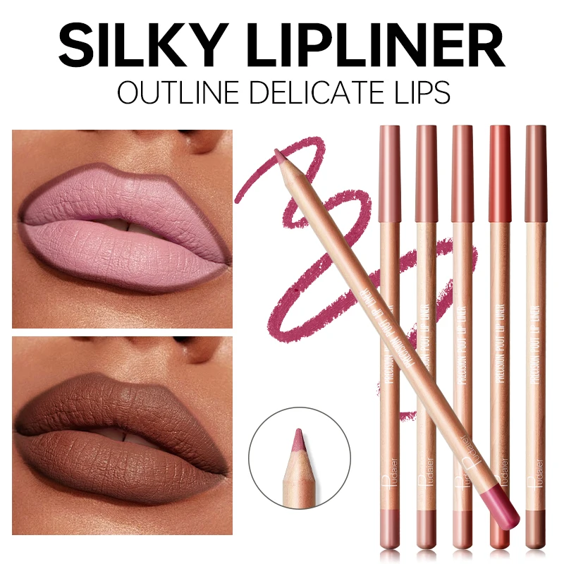 Matte Lip Liner Set - Hoog pigment, langdurige en gladde toepassing, romige textuur voor alle huidtypes - 6 stuks