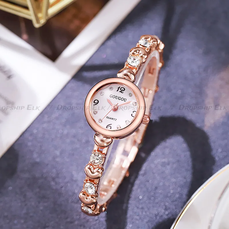 Female Bracelet Orologio Diamond Mini Dial Wristwatch Elegant Watch for Women Quartz Watches Gold Sliver Metal Band Ladies Reloj