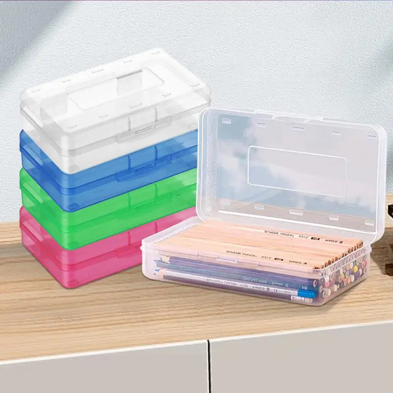 Organized Pencil Case Pencil Box Organizer Case Clear Stationery Storage Box Aesthetic Large Capacity Pen Case Portable Pencil