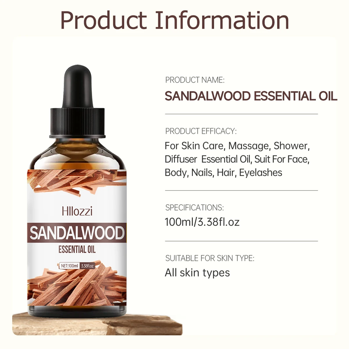 Sandalwood essential oil is used for skin care, massage, bathing, and aromatherapy, and is suitable for all skin types.