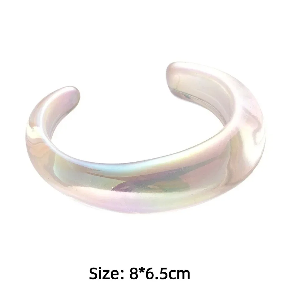 مجوهرات هندسية شفافة الراتنج سوار غير النظامية الملونة واسعة الكفة الإسورة هدايا كبيرة افتتاح الإسورة النساء