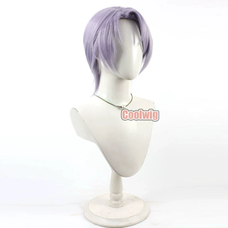 Coolwig Synthetic Hair Ritsu Shinjo Cosplay Wigs Tokyo Debunker Ritsu Shinjo 30cm Straight Light Purple Men Wig Heat Resistant 4