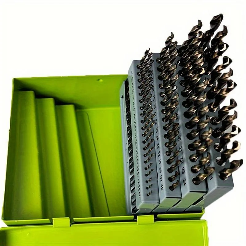 A26F-Industrial-Grade Full-Grinding Small Twist Drill 60PC High-Speed Steel Round Shank Number Drill Box