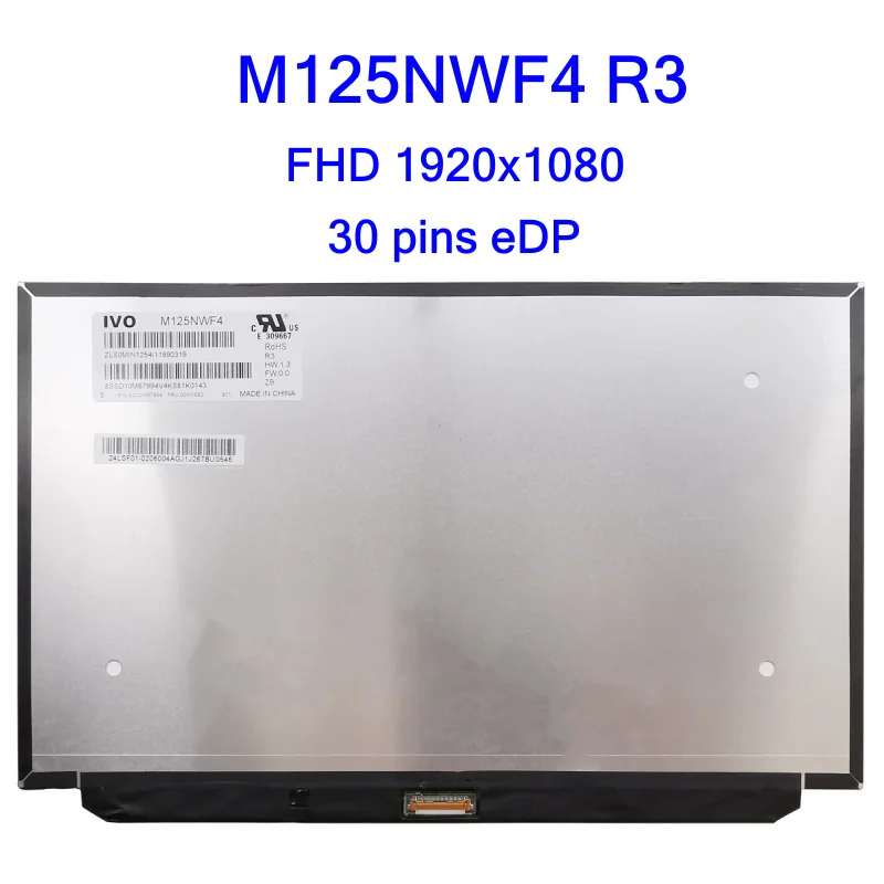 

12.5-inch Laptop LCD Screen M125NWF4 R3 Fit B125HAN02.2 N125HCE-GN1 For Lenovo ThinkPad X260 X270 x280 Non-Touch 1920x1080 30pin