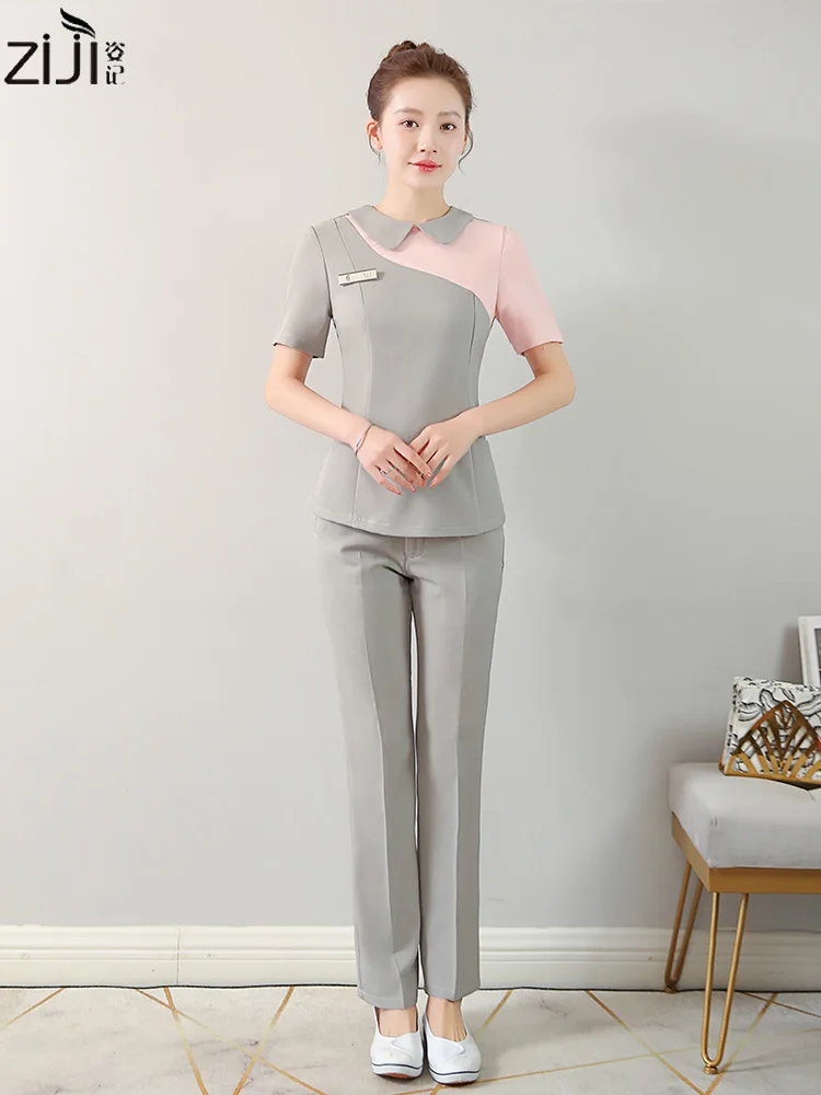 

Summer Beauty Salon Short Sleeve Clothing Women's Spa Club Beautician, Waiter's work suit