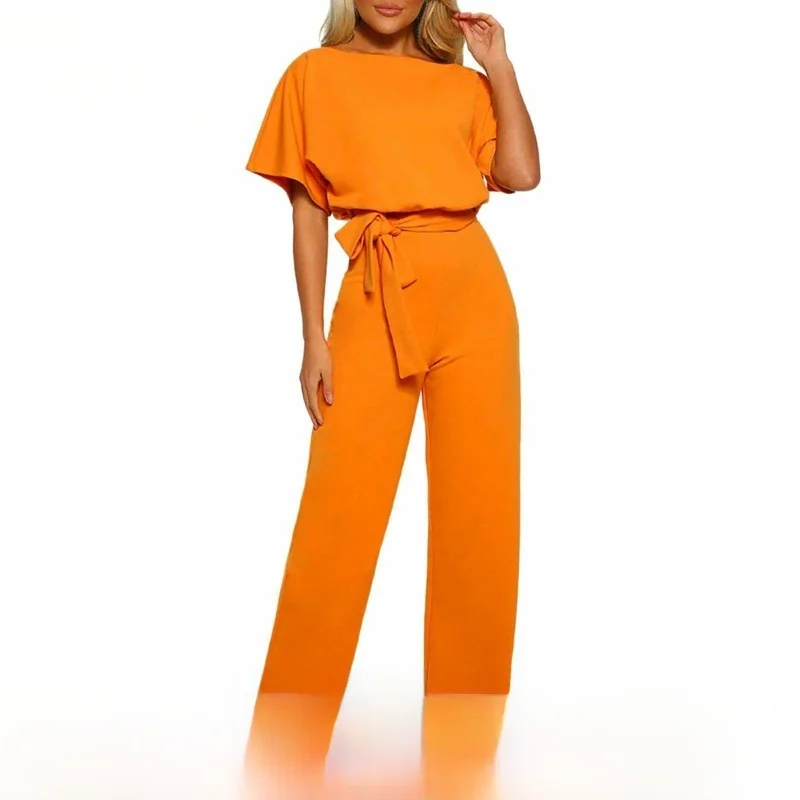 

Женский комбинезон Ele Street: брюки с высокой талией, на шнуровке, комфортные, прямые штанины, весна-лето, модный