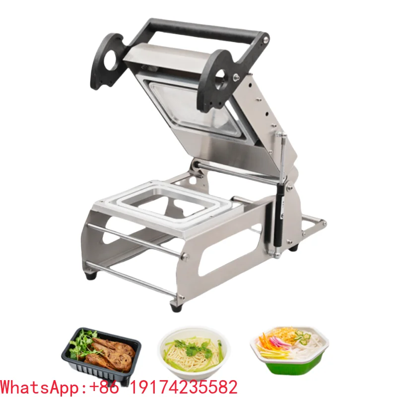 Square Tray Sealer Fast Food Packing Manual Plastic Lunch Box PET PP Container Instant Noodle Package Heat Tray Sealing Machine