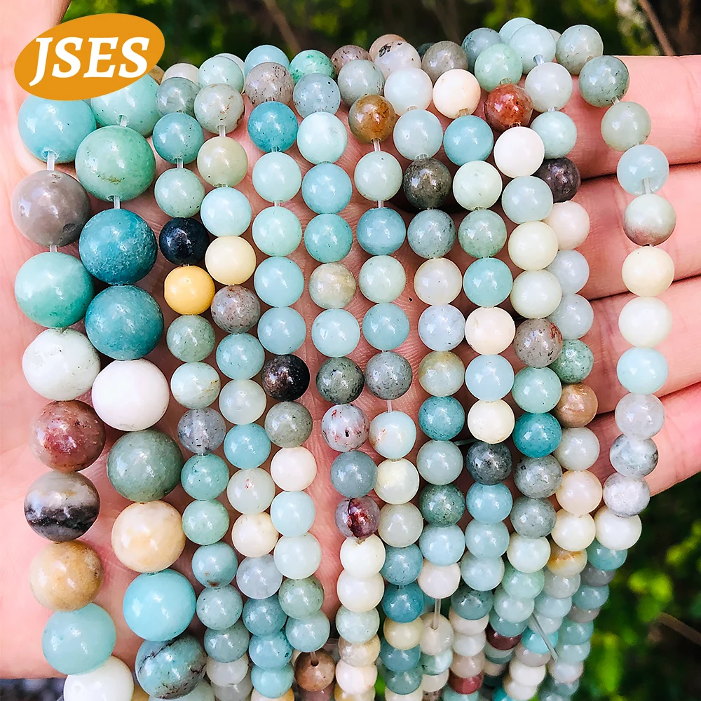 AA Natural Colorful Amazonite Loose Stone Beads for Jewelry Making Charm Bracelet Necklace DIY Accessories 15 Inches 4 6 8 10mm