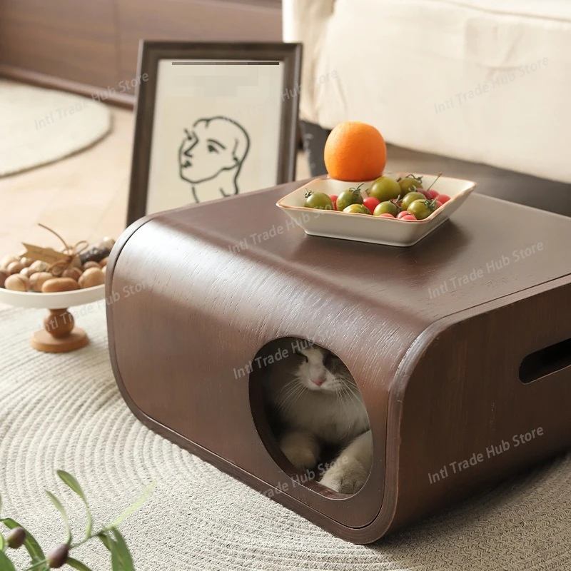 Luxury Wooden Cat Nest Beds Closed Dual Purpose Coffee Tables Hidden Cat House Cave Living Room Indoor Nest Pet Supplies Product