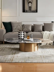 Marble living room special-shaped stainless steel creative light luxury designer high-end combination coffee table