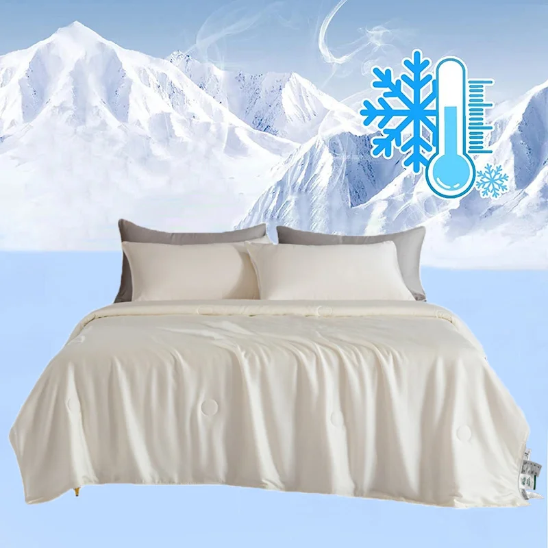 High End Cooling Blanket for Bed Soft Silky Air Condition Comforter Lightweight Cool Down Summer Quilt Double Side Cold Fabric