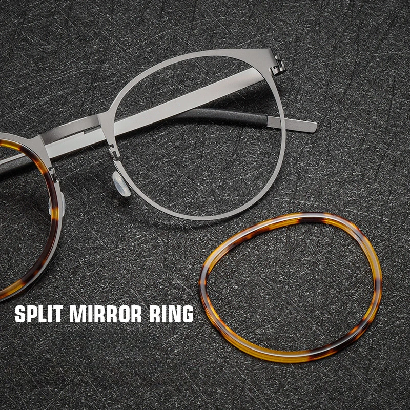 

Denmark Ultra-Light Pure Titanium Eyeglasses Frame for Men Vintage Round Frame Detachable Mirror Rim Designer Screwless Eyewear