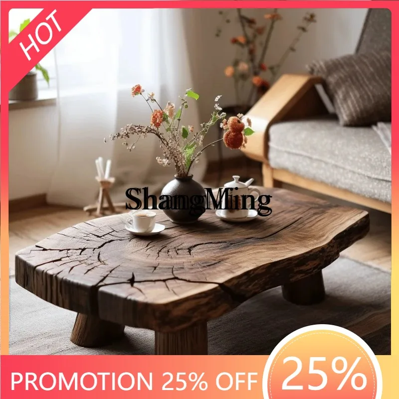 

CL wind old wood old coffee table living room solid wood small apartment log tea table