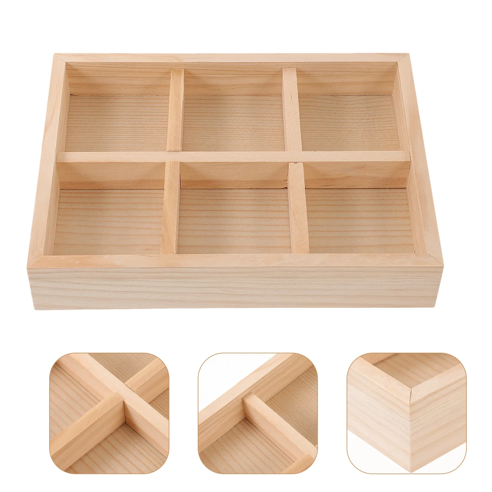 Wooden Jewelry Tray Retro Multi-Compartment Ring Bracelet Storage Display Tray Home Organizer Makeup Dresser Decorative Storage