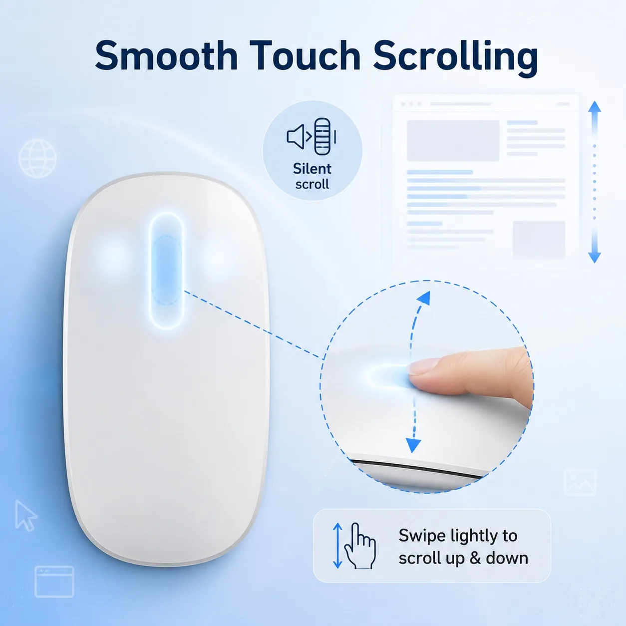 Rechargeable Bluetooth Touch Mouse Slim Silent Multi-Touch Wireless Mice For Macbook Laptop PC Office Home