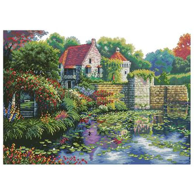 Counted Cross Stitch Kits, England Castle Patterns, Embroidery Needlework Sets, 11, 14, 18, 16, 22, 25, 28CT, 1