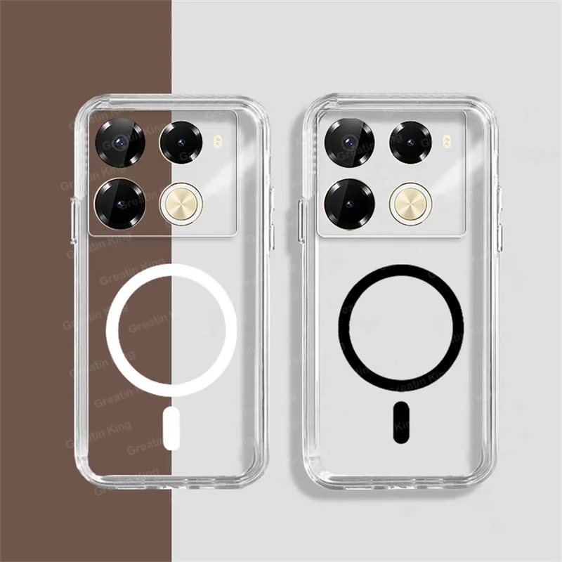 Transparent Magnetic Phone Case For Infinix Note 40 Pro 4G 5G 40 Pro+ Case High Quality Clear Soft TPU Full Protective Cover