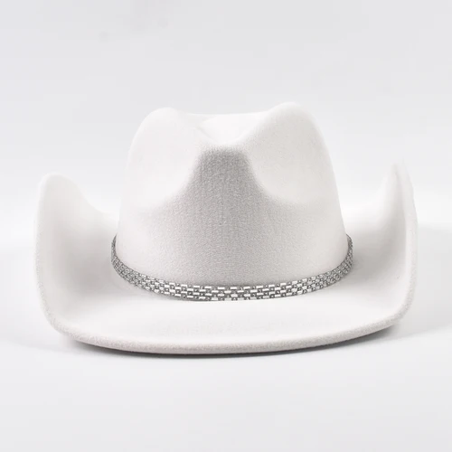 Imagen 2 del producto Sombrero de vaquero occidental para mujer, sombreros de vaquera con estrella de diamantes de imitación de ala ancha para recepción de boda, pista de baile, disfraz de despedida de soltero
