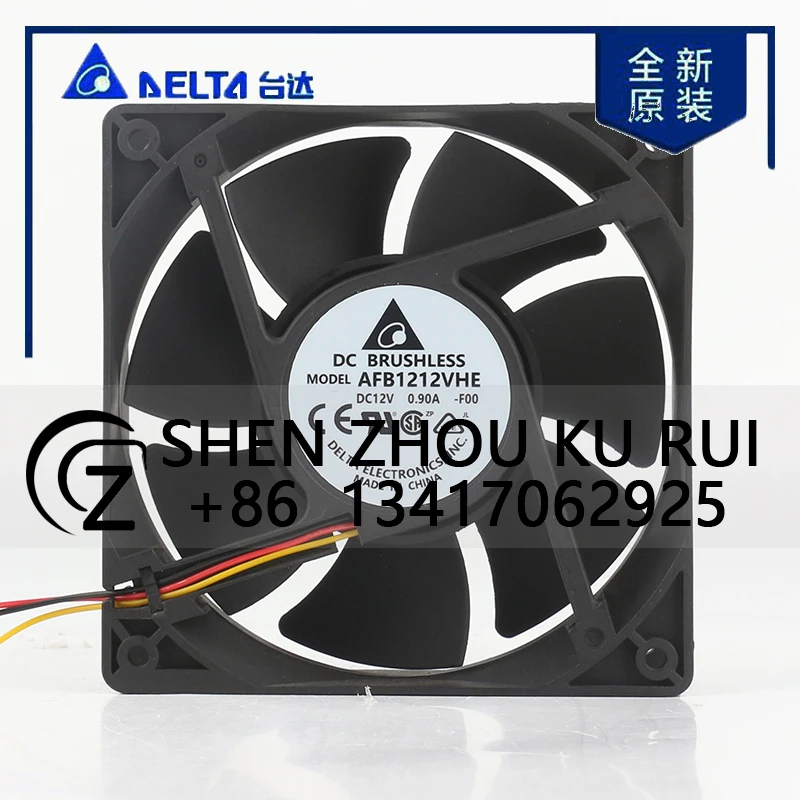 

Delta 5V 24V 48V DC 12V 0.90A AC EC 12038 120x120x38MM 12CM 3-wire High air Volume Violent Dual Ball AFB1212VHE-F00 Cooling Fan