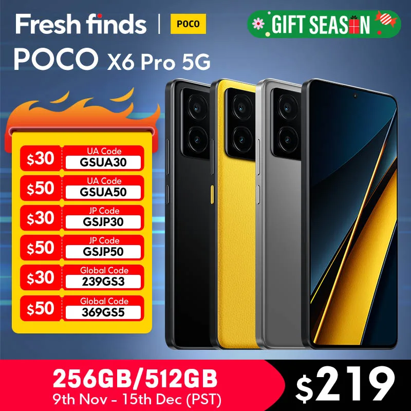 POCO X6 Pro 5G Global Version, Smartphone, Dimrespondable 8300-Ultra, 6.67 ", 1.5K Flow AMOLED DotDisplay, 64MP, 67W, NDavid, Première mondiale