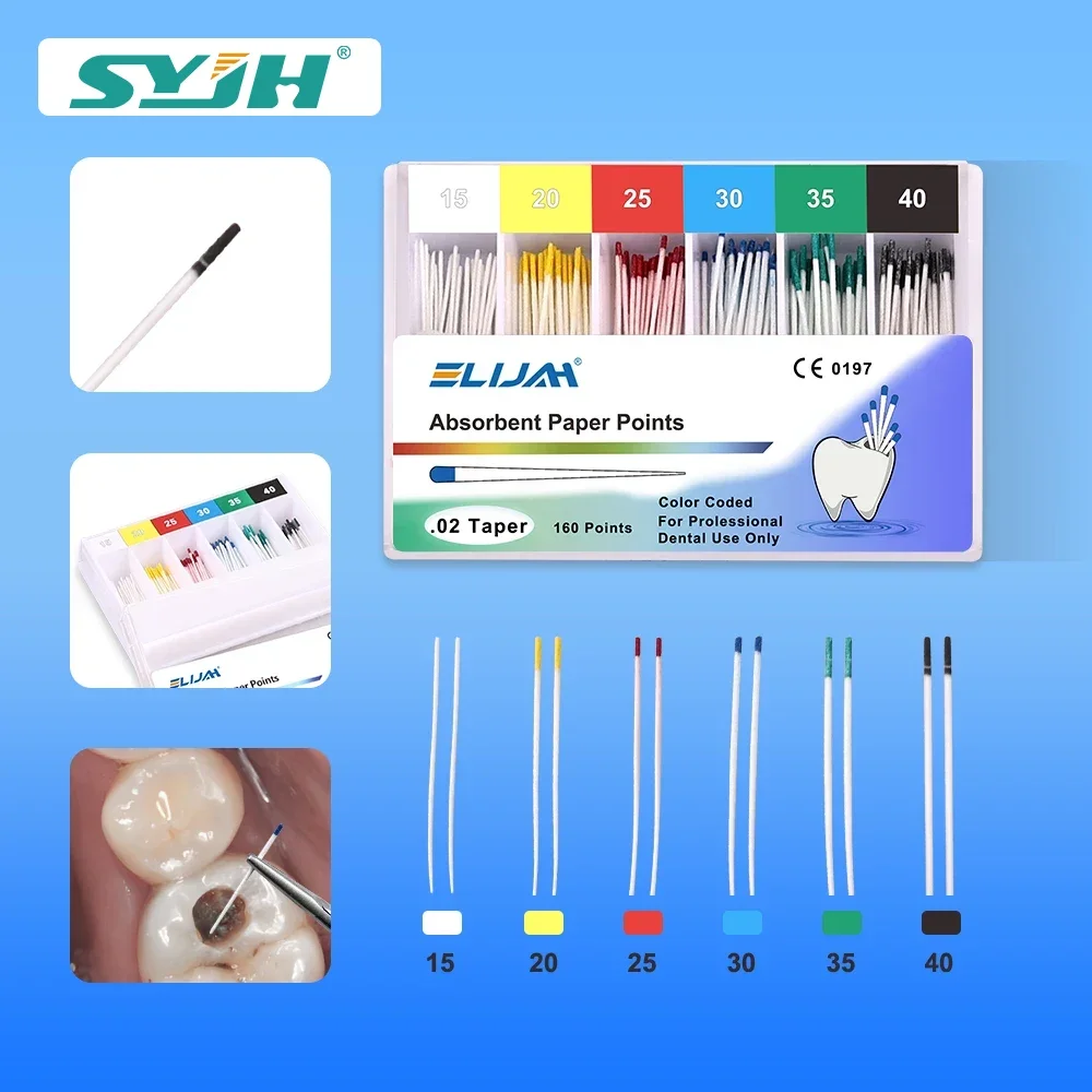 

100/160 шт. конус 02/04/06 стоматологические впитывающие бумажные точки для эндодонтии корневого раствора, насадки из хлопкового волокна, материал для стоматологической клиники