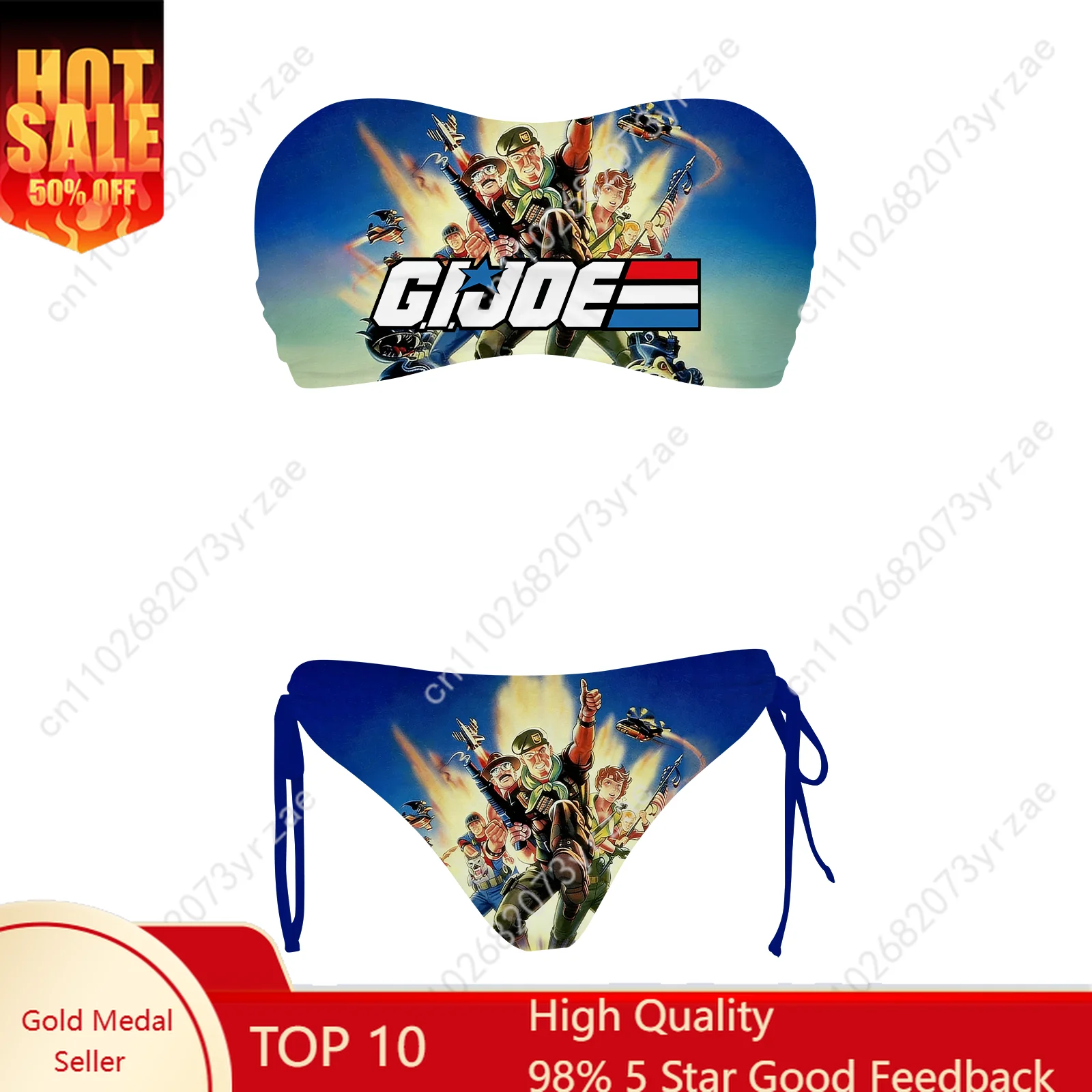 

G.I. Joe Girls Womens Drawstring Two Piece Set Bathing Suits Fashion Swimwear Pool Party Sexy Bikini Custom Swimsuit