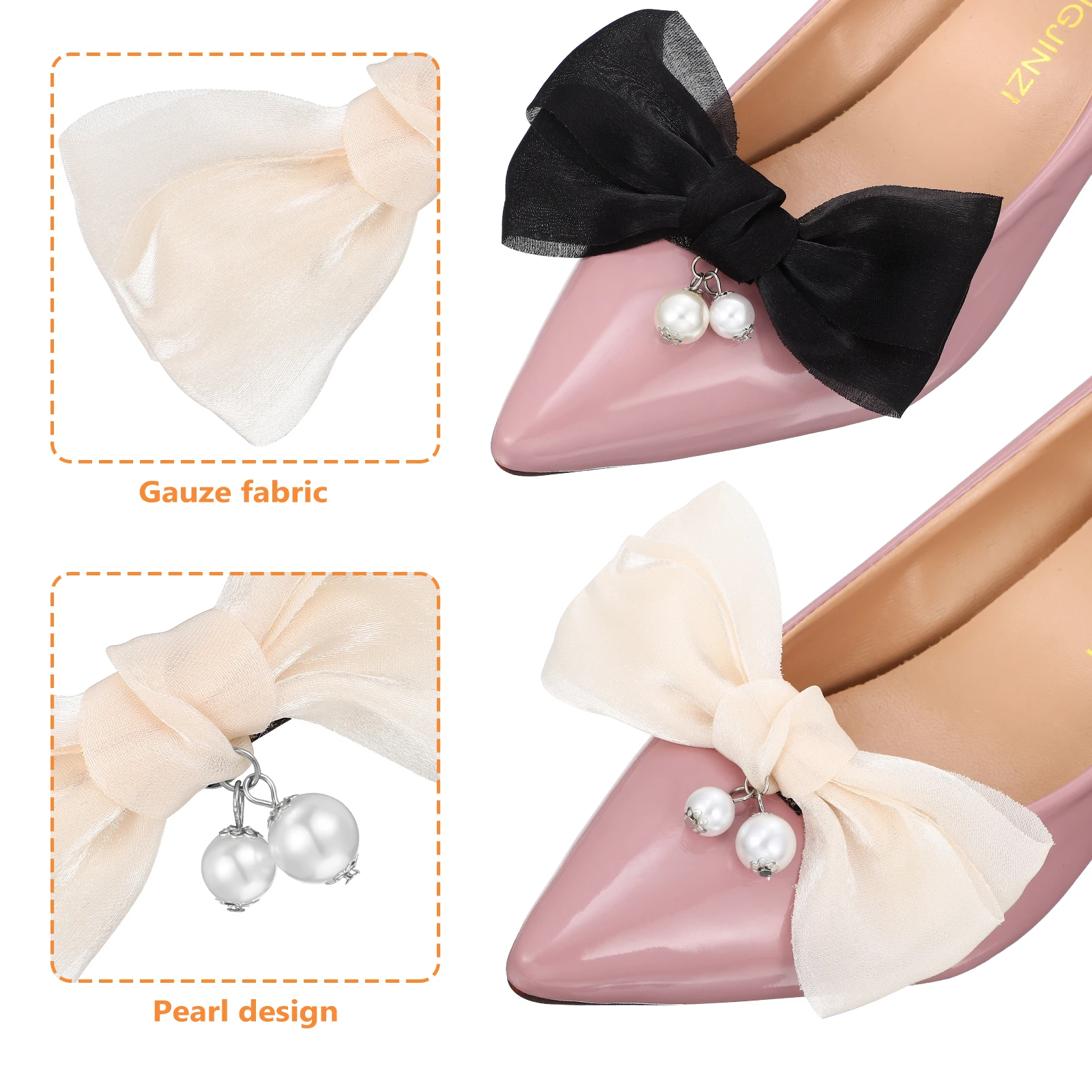 

Bow Shoe Clips Faux Buckles Bridal Flat Pumps Wedding Party Accessories