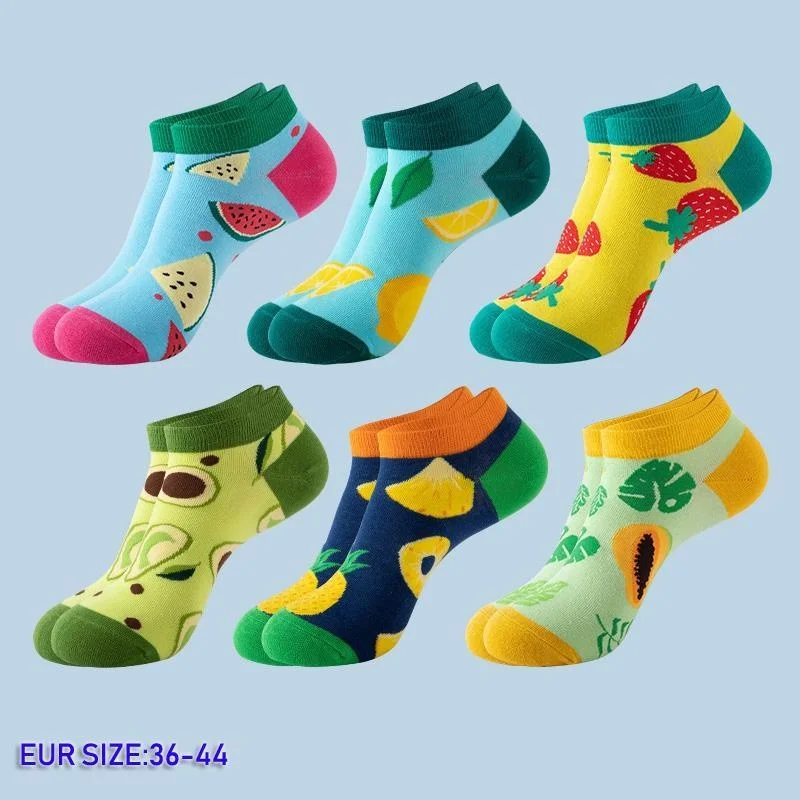 Funny Cute Fruit Short Socks for Women Casual Men\'s Socks Watermelon Avocado Socks EUR Size 36-44