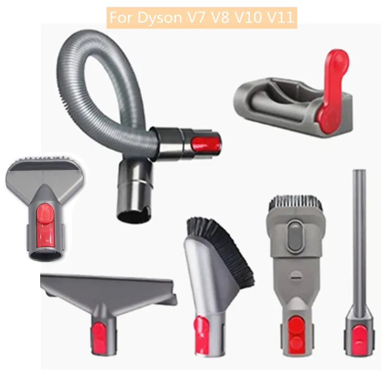 

Аксессуары для пылесоса Dyson V7 V8 V10 V11, 7 шт., всасывающая головка, насадка на матрас, щетка с зазором, кнопка для плоского шланга