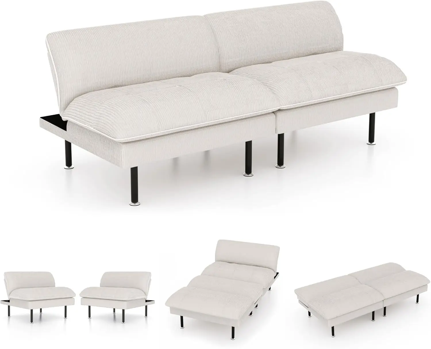 70" Futon Sofa Bed, 4 in 1 Multi-Function Couch Sleeper with Adjustable Backrest, Modern Convertible Futon,