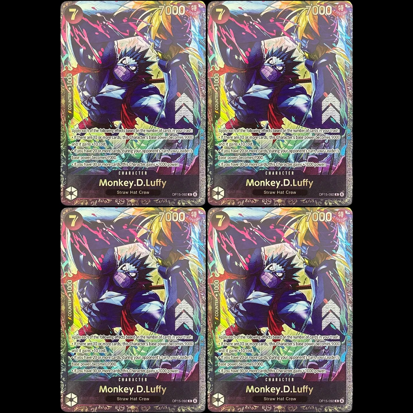 One Piece TCG English OP15-092 Monkey.D.Luffy R TOP 64 Collection Cards Treasure Cup August 2026 7 Cost Black Luffy Foil Cards