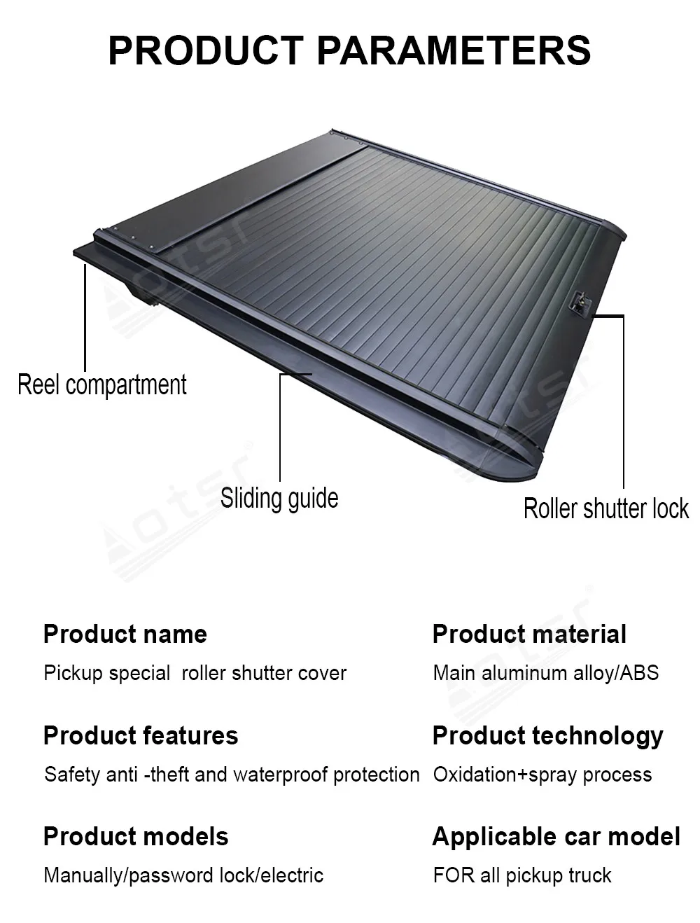 Car Trunk Lids For JMC Baodian Yuhu Grand Avenue 3 5 7 9 Pickup Bed Tonneau Cover Retractable Roller Shutter Tail Box Cover