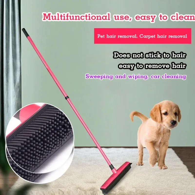 Rubber floor brush handfree scraping dust cleaning tool