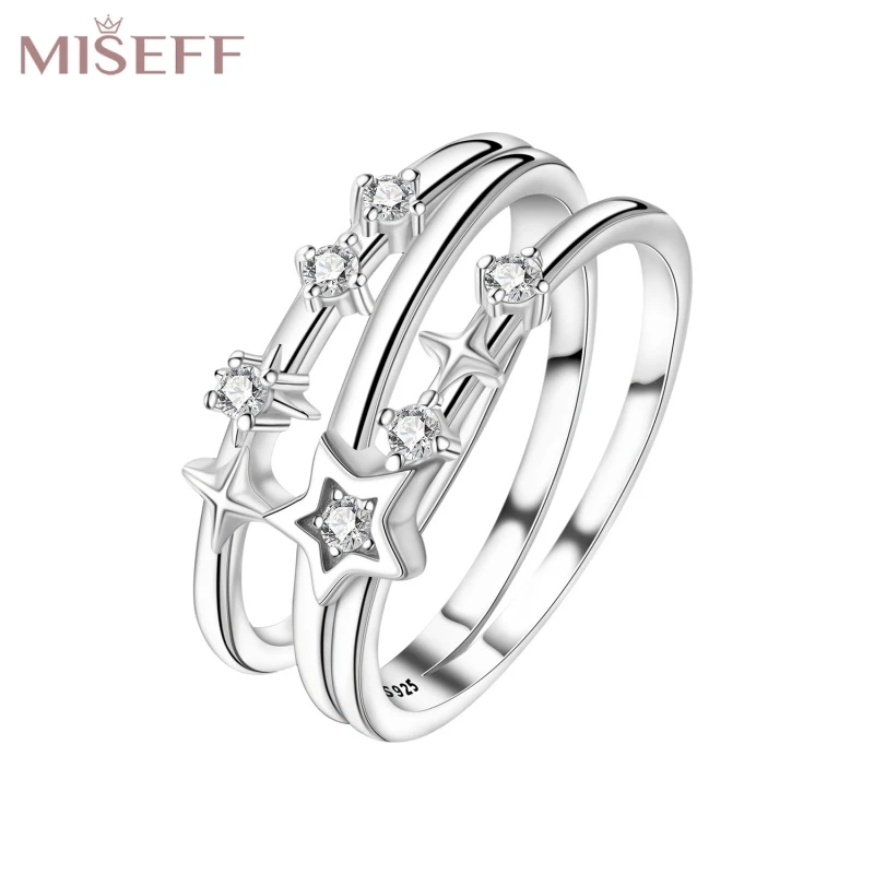 

MISEFF 2025 New 925 Sterling Silver Shining Star Rings Inlay Zircon For Wedding Engagement Birthday Silver Jewelry Gifts