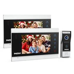 TMEZON Visiophone filaire 1080P, Vidéo Interphone Portier 4 fils,7 pouces LCD Moniteur avec Sonnette de Caméra Vision Nocturne IP65,Détection de mouvement,Enregistrement Photo et Vidéo