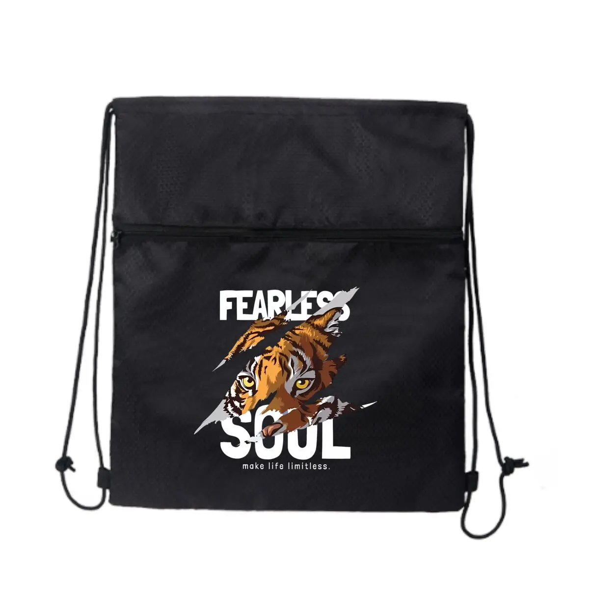 

Складной рюкзак на шнурке с рисунком Fearless Soul Tiger, легкий, простой и модный спортивный рюкзак унисекс