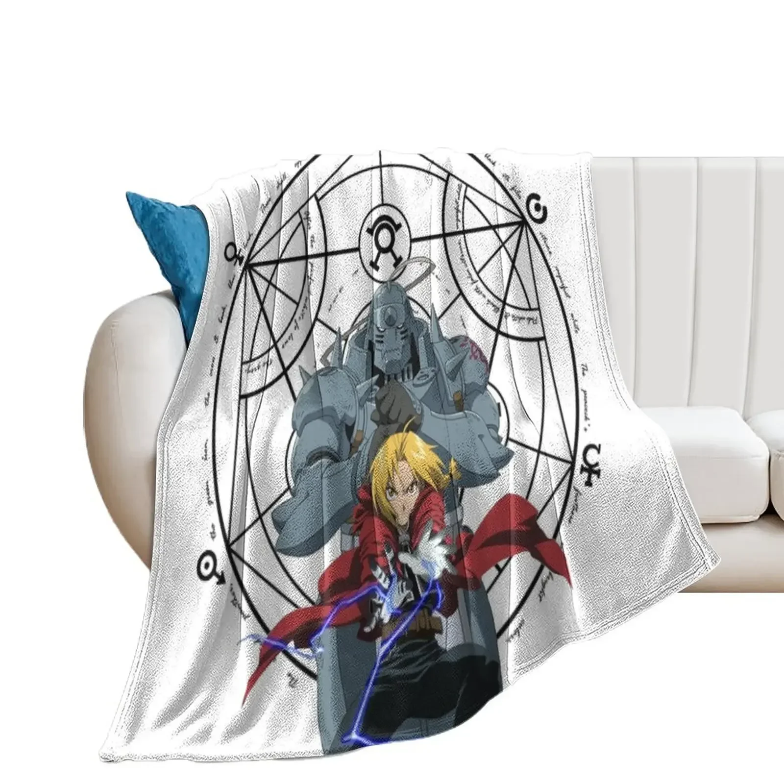 

Full Metal Alchemist - Edward and Alphonse Throw Blanket Cute Plaid Plush Sofa Throw Thins Blankets