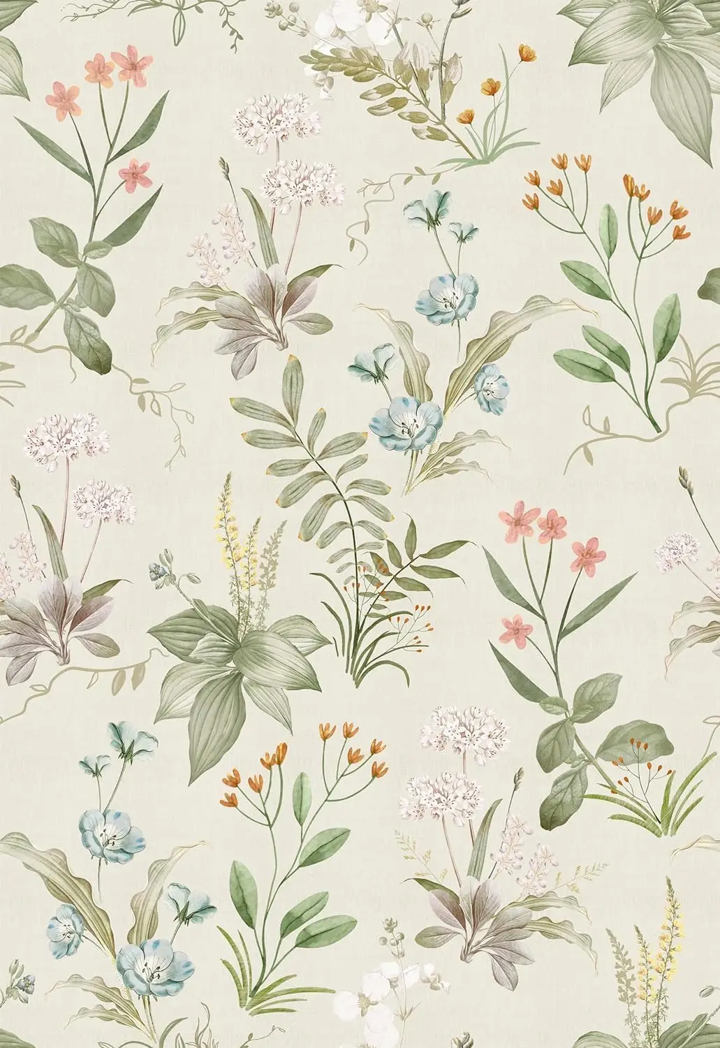 Vintage Floral Peel and Stick Wallpaper Beige Floral Contact Paper Wildflowers Botanical Self Adhesive Wall Paper Removable