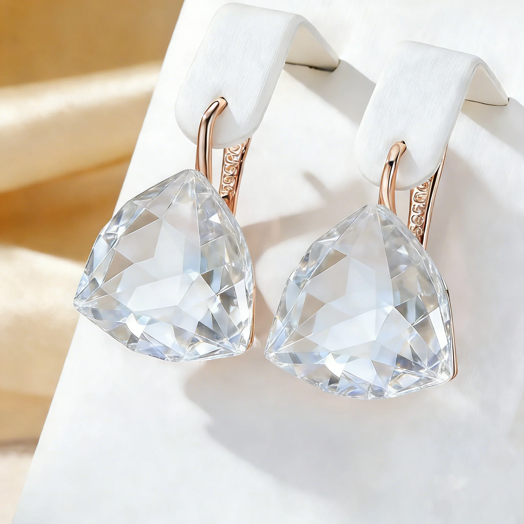 Wbmqda 22*17mm glänzende weiße große Stein-Tropfenohrringe für Frauen 585 Roségold Farbe Luxus Hochzeit Schmuck Zubehör