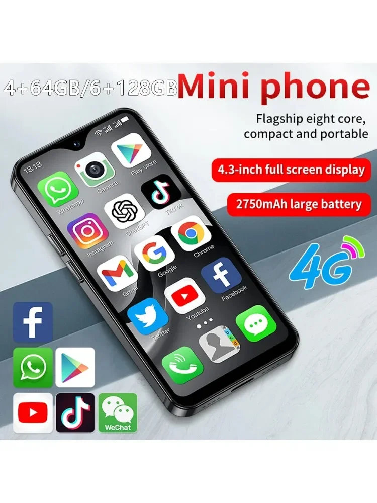 2026 SOYES F9 Max 4G Mini Smartphone 4.3“ Android12 Octa-Core 6GB + 128GB 2750mAh Type-C OTG Face ID WhatsApp BT Soepele ervaring - afbeelding 2