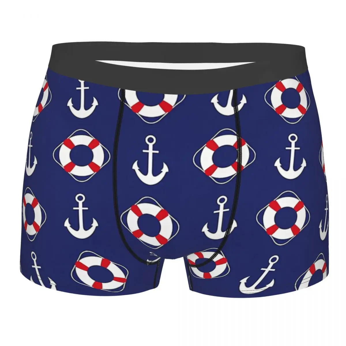 Seamless Nautical Men Boxer Briefs Underpants Anchor Highly Breathable High Quality Sexy Shorts Gift Idea