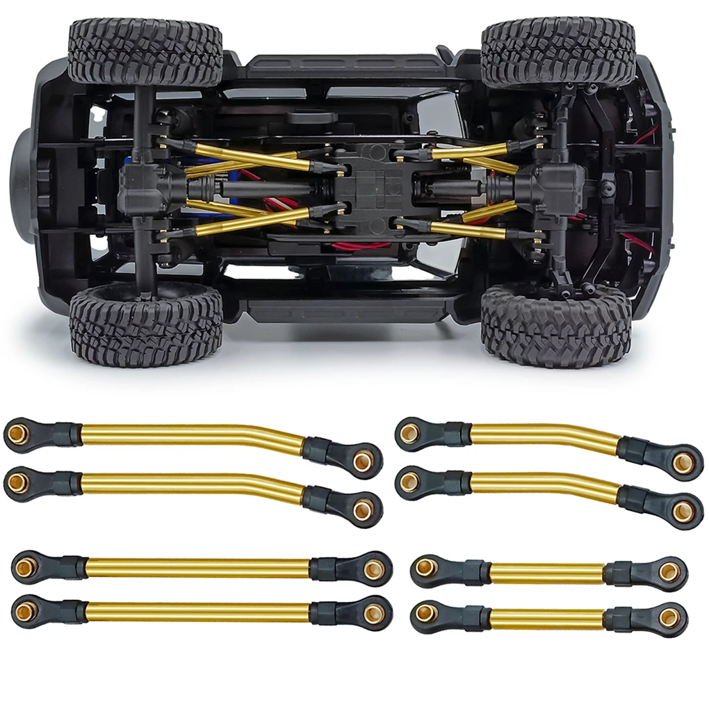 1/18 Steering Link Rod Set RC Upgrade Part Brass Wheelbase Rc Steering Link Rod Set For Trx4m RC Car Part Golden