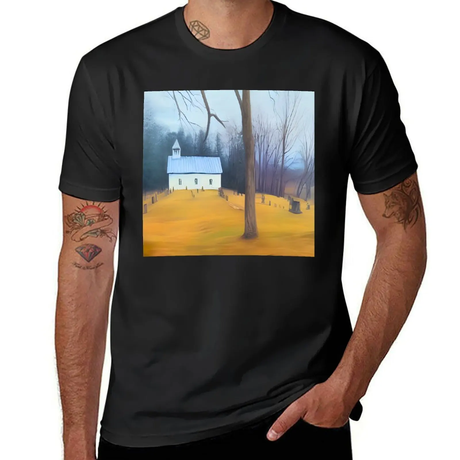 Cades Cove Primitive Baptist Church Cemetery Photography T-Shirt quick-drying sports fans men clothing