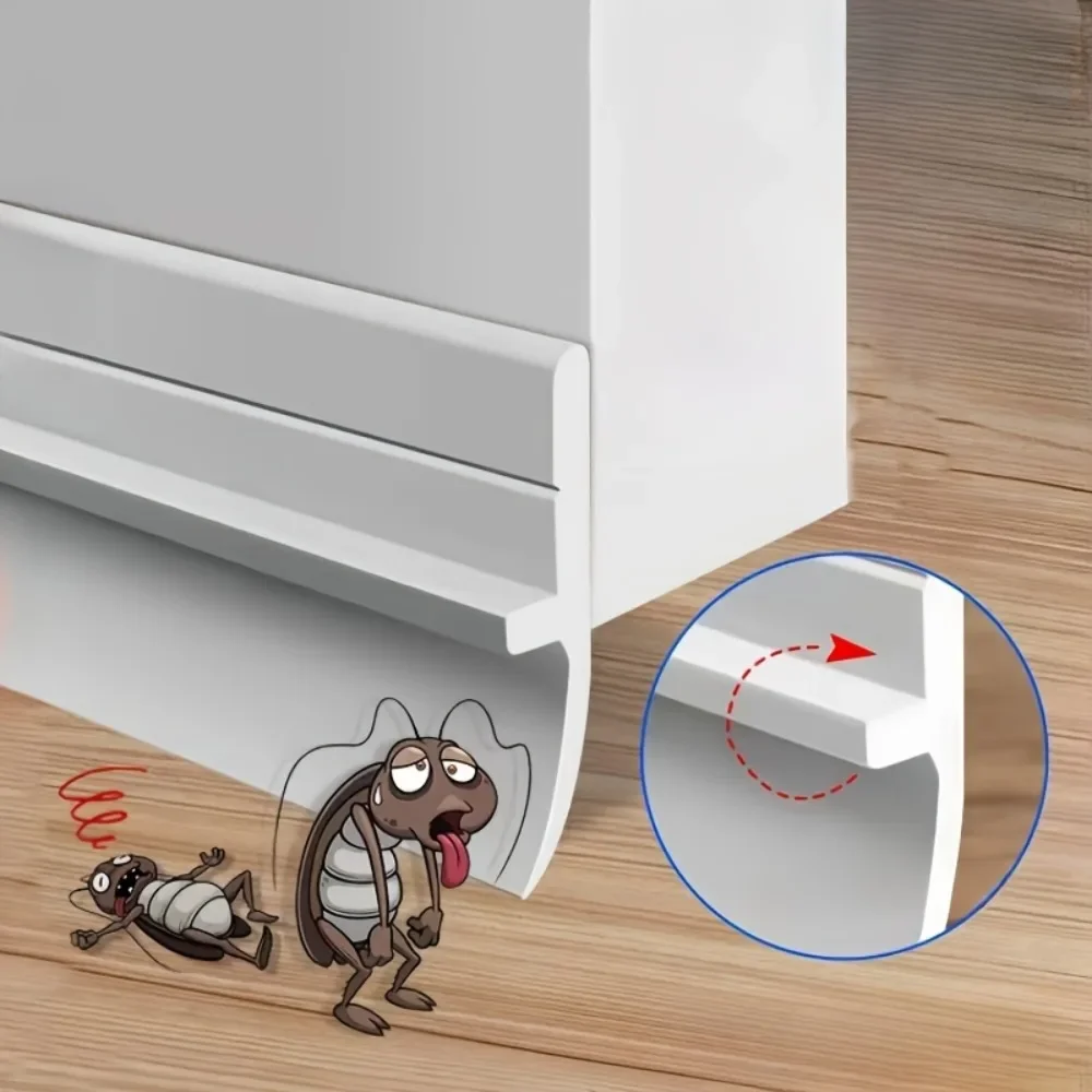 PVC Door Bottom Seal Strip Self-Adhesive Soundproof Under Door Guard Gap Stopper for Glass/Window Strong Adhesion Doorstop