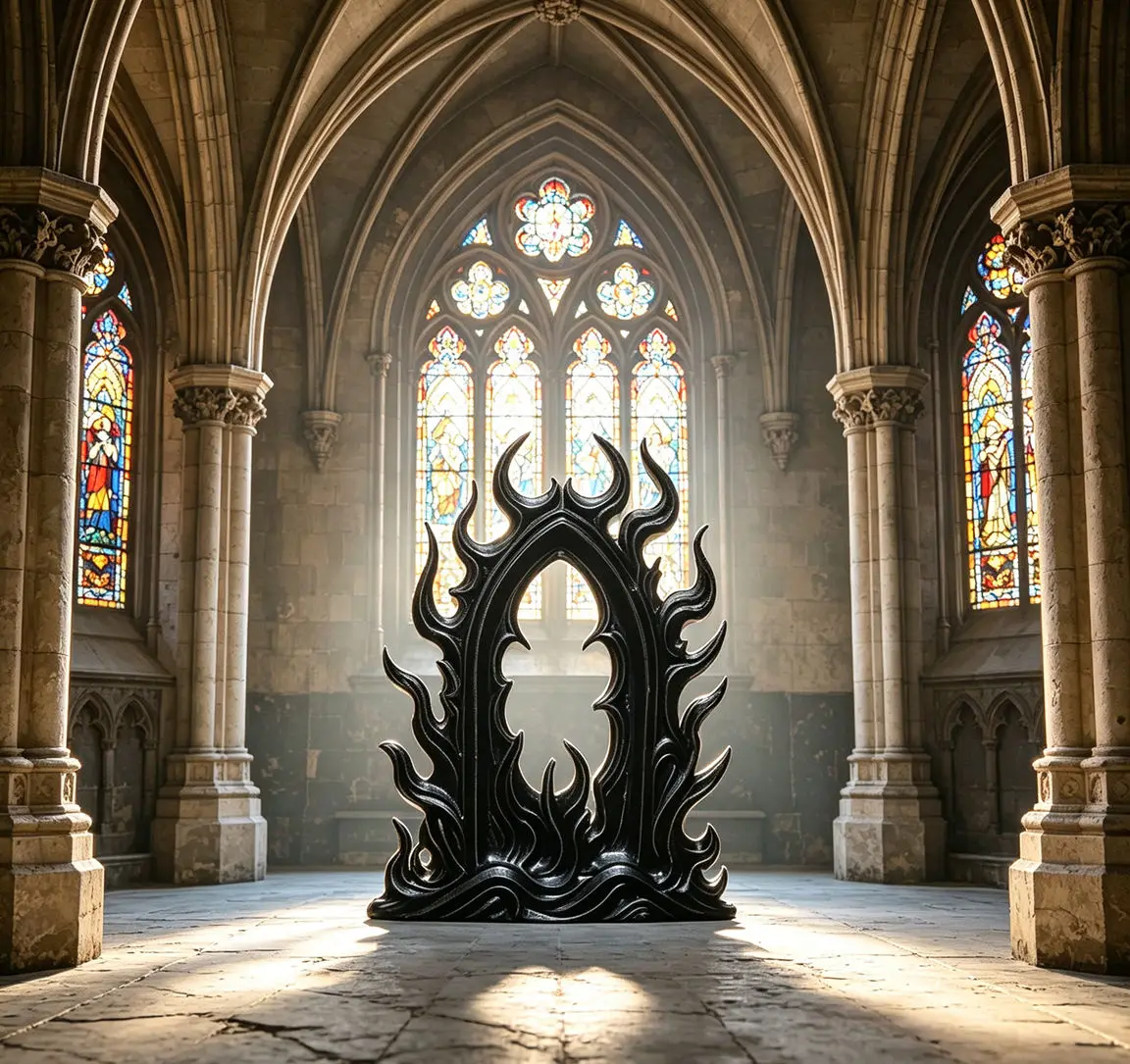 

1:12 Scale Dollhouse Gothic Flame Arch Backdrop, Dark Aesthetic European Gate Model, DIY Diorama Accessory for Scene Decor